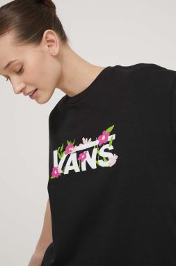 Bavlnené tričko Vans dámsky, čierna farba