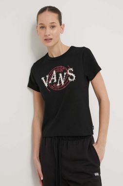 Bavlnené tričko Vans dámsky, čierna farba