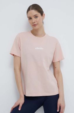 Bavlnené tričko Ellesse dámsky, ružová farba