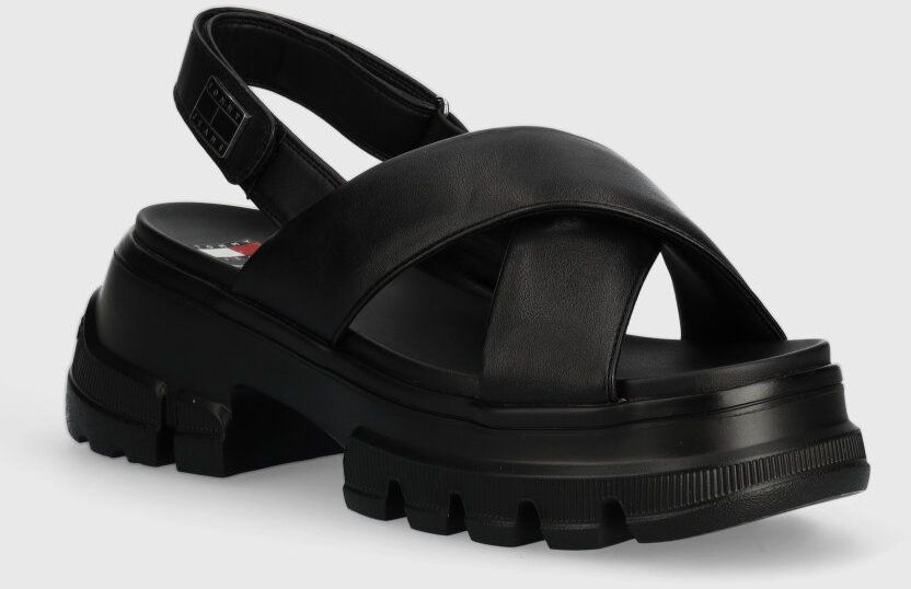 Sandále Tommy Jeans TJW CHUNKY CITY SANDAL dámske, čierna farba, na platforme, EN0EN02525