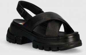 Sandále Tommy Jeans TJW CHUNKY CITY SANDAL dámske, čierna farba, na platforme, EN0EN02525