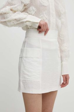 Sukňa Answear Lab biela farba, mini, rovný strih