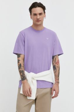 Bavlnené tričko Superdry pánsky, fialová farba, s nášivkou