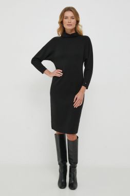 Šaty Tommy Hilfiger čierna farba, mini, rovný strih