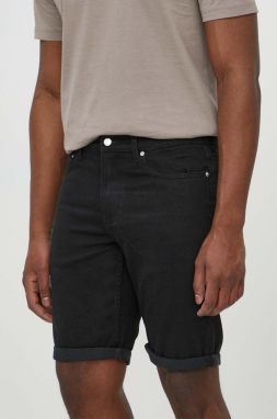 Rifľové krátke nohavice Calvin Klein Jeans pánske, čierna farba