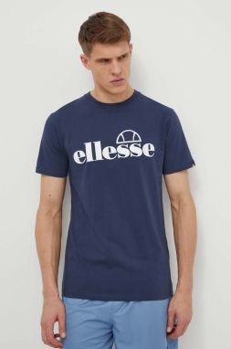 Bavlnené tričko Ellesse Fuenti Tee pánske, tmavomodrá farba, s potlačou, SHP16469
