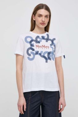 Bavlnené tričko Max Mara Leisure dámsky, biela farba