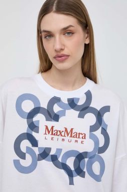 Bavlnené tričko Max Mara Leisure dámsky, biela farba