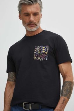 Bavlnené tričko Medicine pánsky, čierna farba, s potlačou