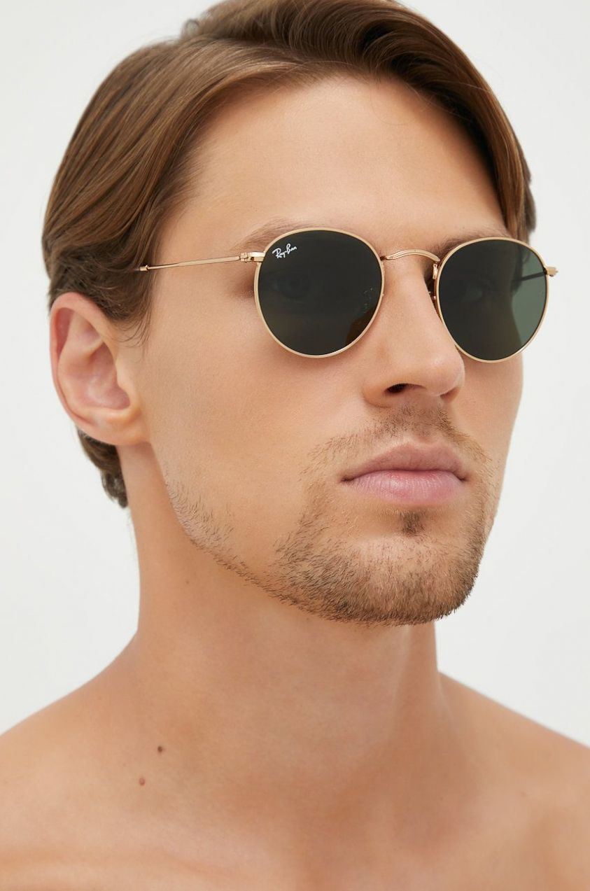 Okuliare Ray-Ban ROUND METAL pánske, zlatá farba, 0RB3447