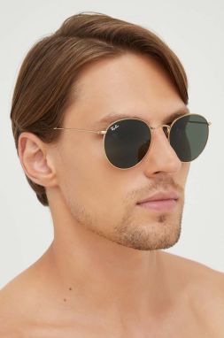 Slnečné okuliare Ray-Ban ROUND METAL pánske, zlatá farba, 0RB3447