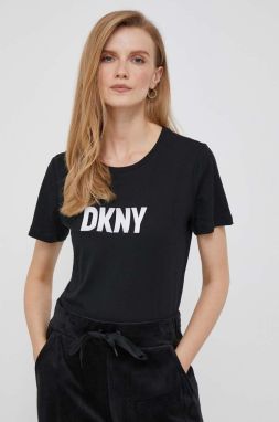 Bavlnené tričko Dkny čierna farba, W3276CNA