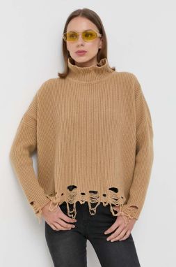 Vlnený sveter Pinko dámsky, hnedá farba, s rolákom, 101787.A15H
