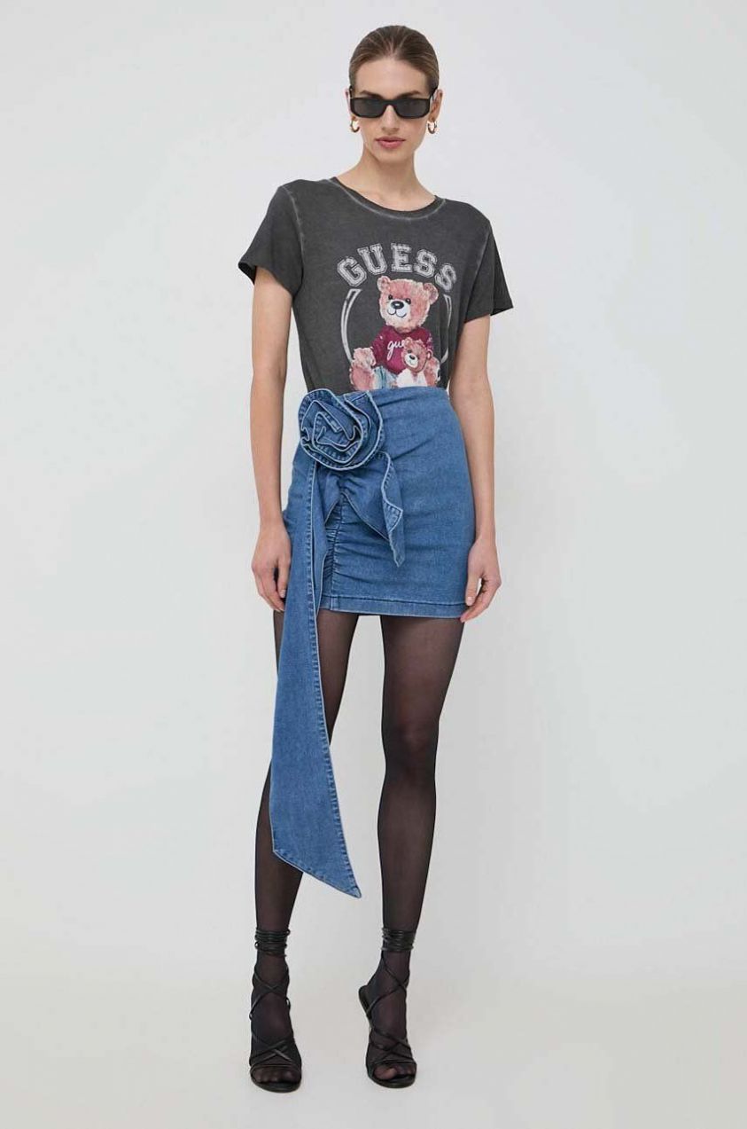 Tričko Guess VARSITY dámsky, šedá farba, W4RI86 K9SN1
