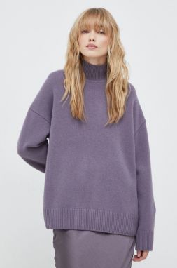 Vlnený sveter Samsoe Samsoe KEIKS dámsky, fialová farba, teplý, s polorolákom, F23400132