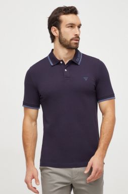 Polo tričko Guess LYLE pánsky, tmavomodrá farba, s potlačou, M4RP60 K7O64