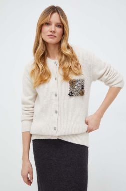 Vlnený kardigán Custommade Valarie By NBS béžová farba, 999277301