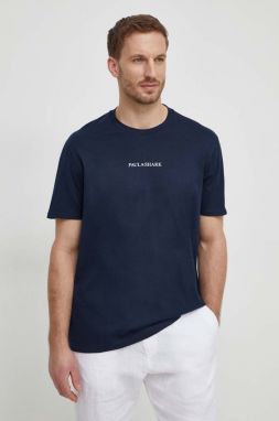Bavlnené tričko Paul&Shark pánsky, tmavomodrá farba, s potlačou, 24411069