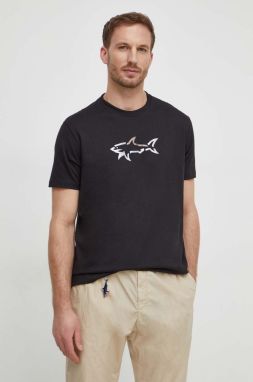Bavlnené tričko Paul&Shark pánsky, čierna farba, s potlačou, 24411085