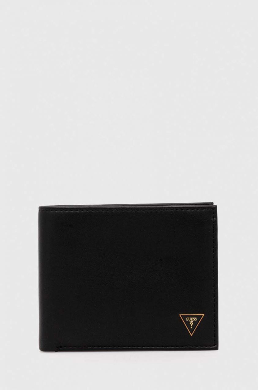 Kožená peňaženka Guess SCALA pánsky, čierna farba, SMSCLE LEA24