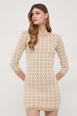 Šaty Elisabetta Franchi béžová farba, mini, priliehavá, AM54Z41E2
