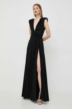 Šaty Elisabetta Franchi čierna farba, maxi, áčkový strih, AB56341E2