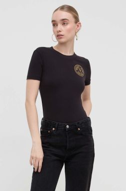 Tričko Versace Jeans Couture dámsky, čierna farba, 76HAHT02 CJ03T