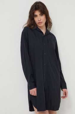 Bavlnená nočná košeľa Lauren Ralph Lauren čierna farba, bavlnená, ILN32305