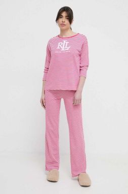 Pyžamo Lauren Ralph Lauren dámska, ružová farba, ILN92311