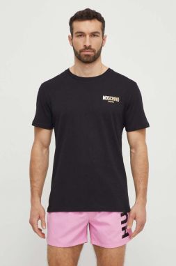 Bavlnené plážové tričko Moschino Underwear čierna farba, s potlačou, 241V3A07159407