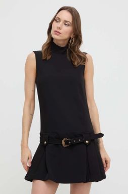Šaty Versace Jeans Couture čierna farba, mini, rovný strih, 76HAO924 N0103