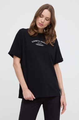 Bavlnené tričko Elisabetta Franchi dámsky, čierna farba, MA02342E2