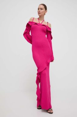 Šaty Versace Jeans Couture ružová farba, maxi, priliehavá, 76HAOM02 CMN33