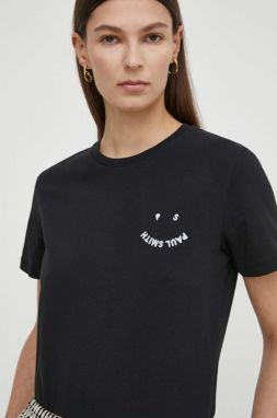 Bavlnené tričko PS Paul Smith dámsky, čierna farba