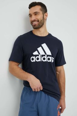 Bavlnené tričko adidas tmavomodrá farba, s potlačou, IC9348