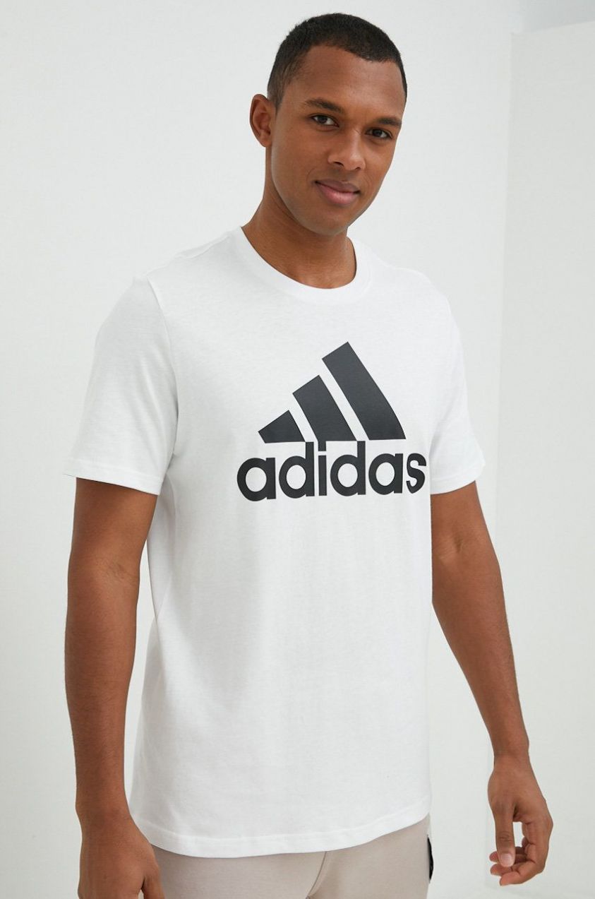 Bavlnené tričko adidas biela farba, s potlačou, IC9349
