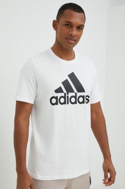 Bavlnené tričko adidas biela farba, s potlačou, IC9349