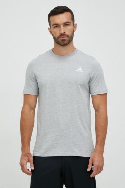 Bavlnené tričko adidas šedá farba, melanžové, IC9288