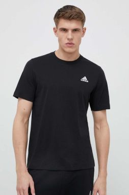 Bavlnené tričko adidas čierna farba, jednofarebné, IC9282