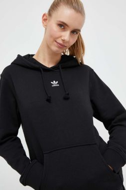 Mikina adidas Originals dámska, čierna farba, s kapucňou, jednofarebná, IA6420