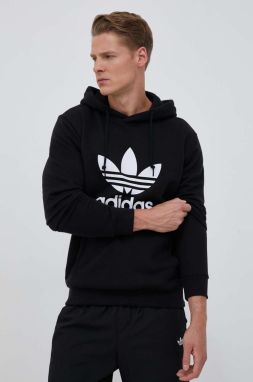 Bavlnená mikina adidas Originals Classics Trefoil Hoodie pánska, čierna farba, s kapucňou, s potlačou, IM4489