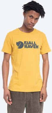 Bavlnené tričko Fjallraven Logo žltá farba, s potlačou, F87045
