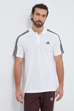 Bavlnené polo tričko adidas biela farba, s nášivkou, IC9312