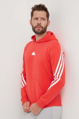 Mikina adidas pánska, červená farba, s kapucňou, s potlačou, IR9229