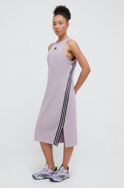 Šaty adidas fialová farba, midi, rovný strih, IS3657