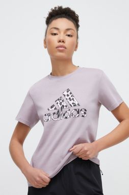 Bavlnené tričko adidas dámske, fialová farba, IV9377