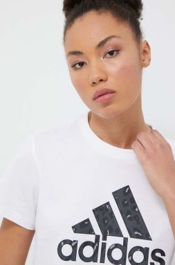 Bavlnené tričko adidas dámske, biela farba, IV9378