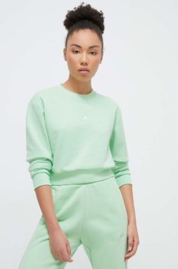Mikina adidas dámska, zelená farba, jednofarebná, IW1227