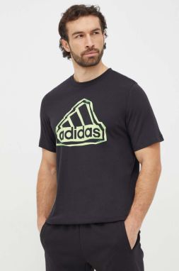 Bavlnené tričko adidas pánske, čierna farba, s potlačou, IM8300