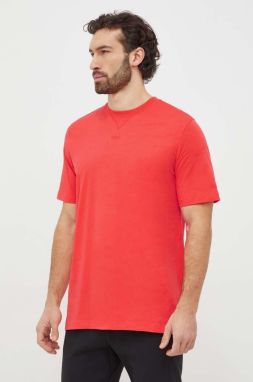 Bavlnené tričko adidas pánske, červená farba, jednofarebný, IR9110
